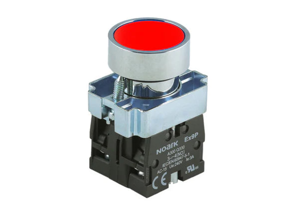 Ex9PBA42-Pushbutton Non-Illuminated, Ex9PB,  Momentary Flush, Red, 1NC